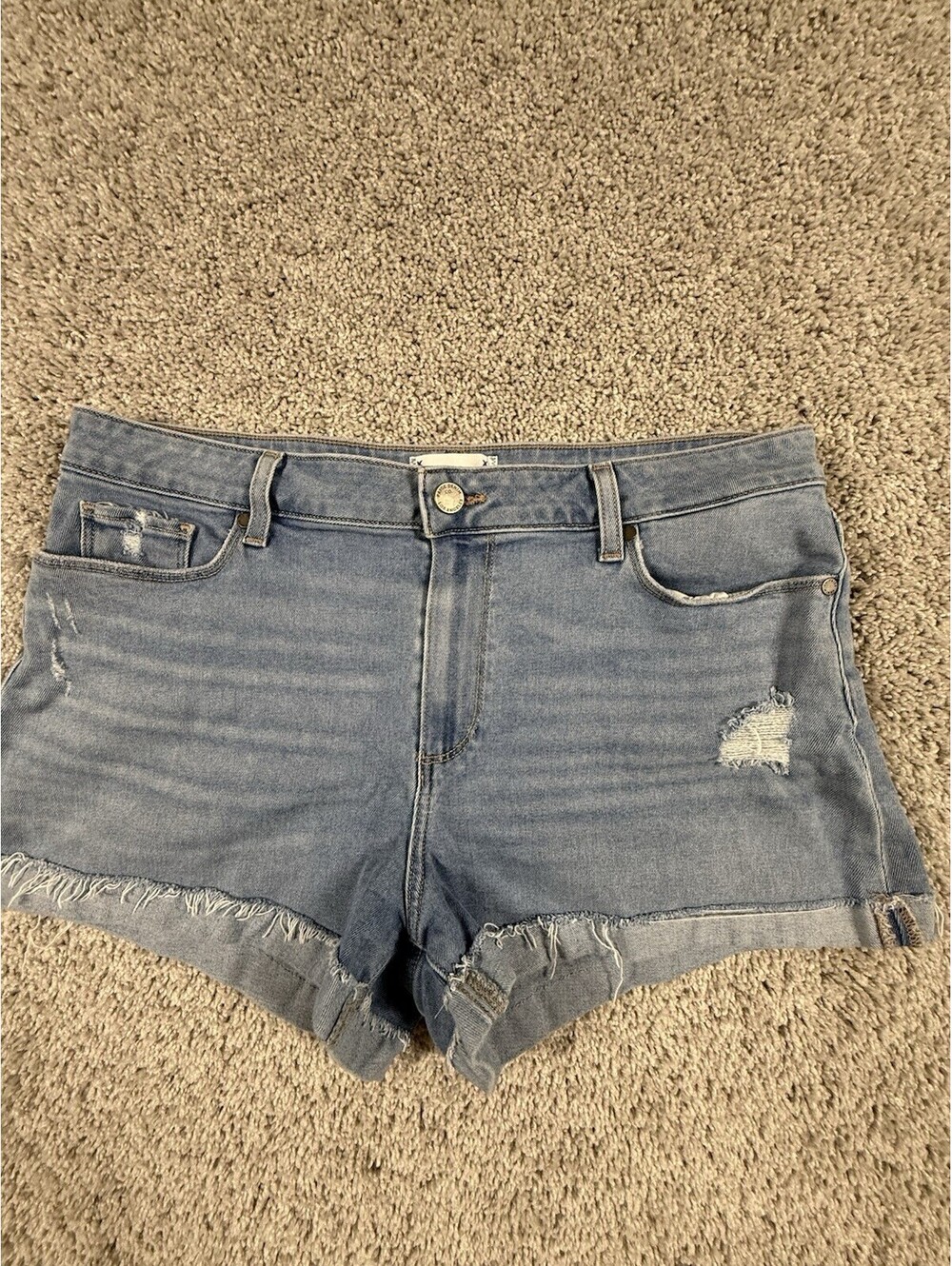 PAIGE Jimmy Jimmy Denim Shorts Women Size 31 Blue Raw Hem Cuffed Distressed